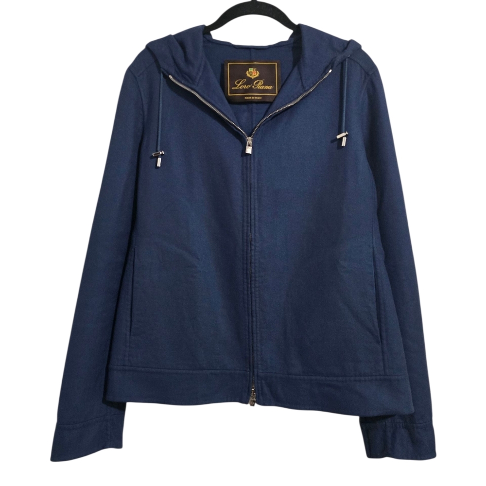 EUC Loro Piana Cashmere Hooded Zip Jacket Navy Size 44 (L)